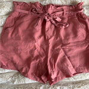 Women's Pink Tie-Waist Shorts